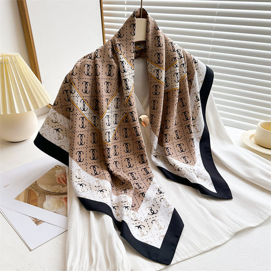 Chal Hijab Protector Solar con Bloques de Color Floral - Image 71