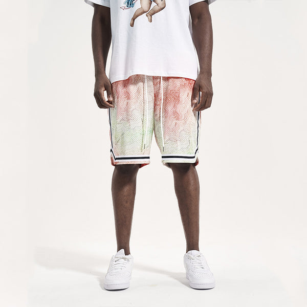 Shorts Hip Hop Degradado Holgados para Hombre - Estilo Urbano Verano