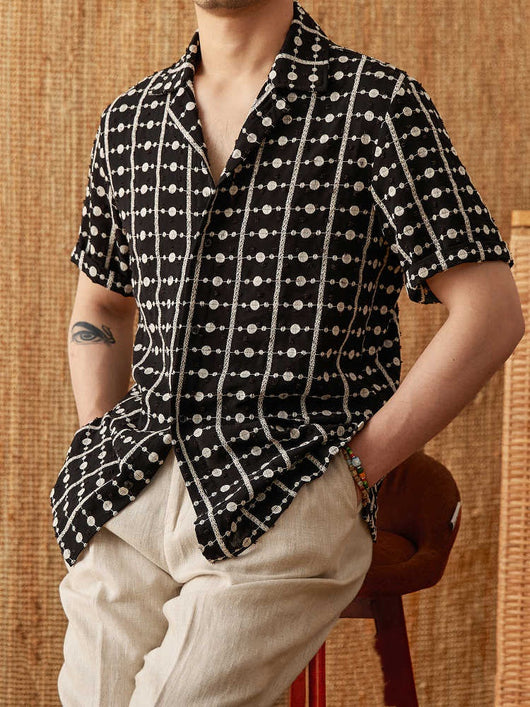 Camisa Cubana de Algodón Puro con Cuello Bordado - Manga Corta Estampada - Image 14