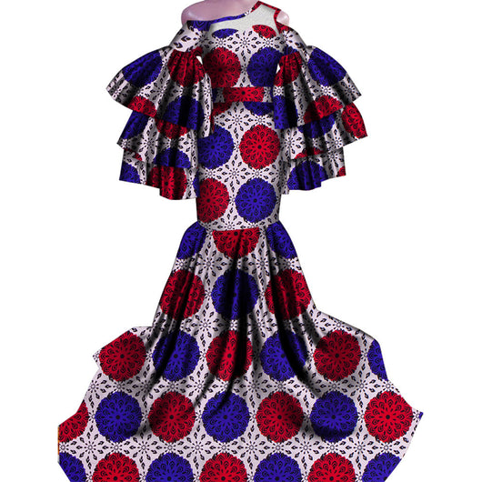 Vestido Largo Estampado Africano con Corte Sirena - Image 11