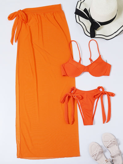 Conjunto de Bikini de Tres Piezas con Falda de Malla - Image 7