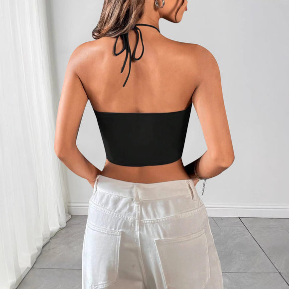 Top Deportivo Crop Ajustado con Tirantes y Cordón