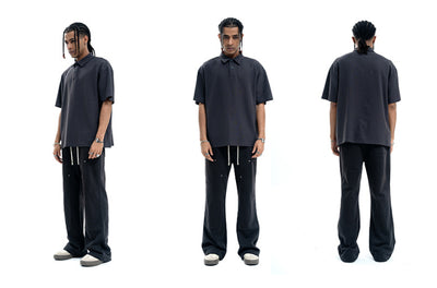 Playera Suelta Cuello Pequeño para Hombre Verano Negro - Image 10