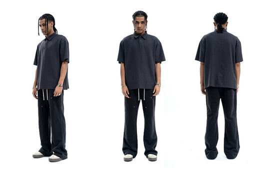 Playera Suelta Cuello Pequeño para Hombre Verano Negro - Image 10