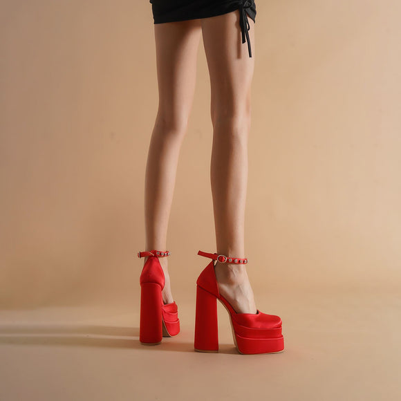 Tacones Plataforma 14cm con Brillantes Cristal