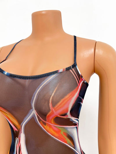 Jumpsuit Sensual de Malla Transparente con Tirantes - Image 9
