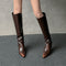 Botas Cuña Temperamento Piel de Vaca Talla Grande