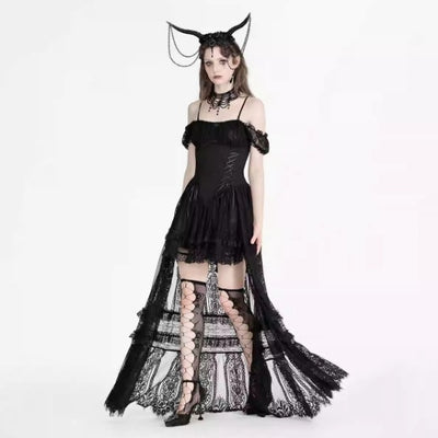 Vestido Gótico Romántico de Encaje Elegante Retro