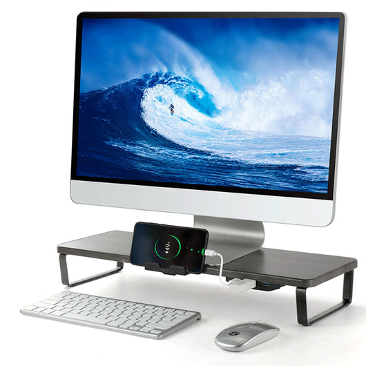 Soporte Ergonómico para Monitor con Puertos USB y Bandeja para Laptop - Image 8
