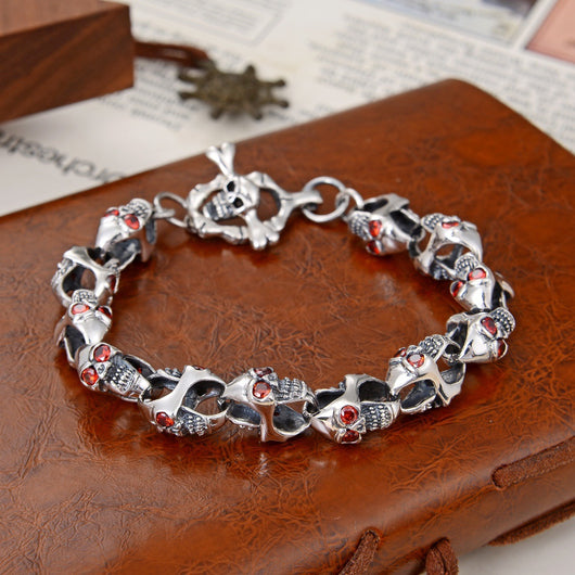 Pulsera de Plata 925 Personalizada Punk Hip Hop para Parejas - Estilo Dark Fashion