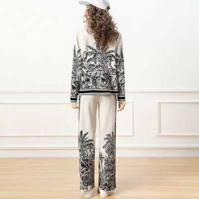 Conjunto de Dos Piezas: Cardigan Tejido y Pantalón Ancho - Image 5
