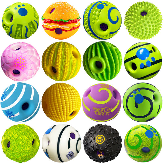 Yellow and green textured dog toy ball with food leakage holes, measuring 10cm in diameter. - Image 2
