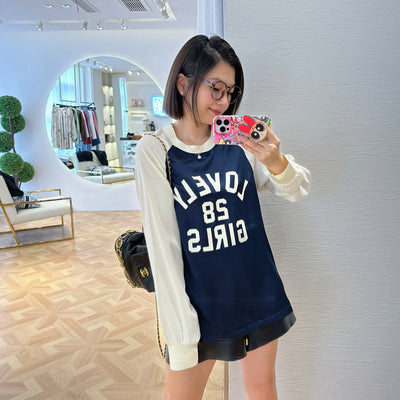 Sudadera Manga Larga con Letras en Pecho y Contraste de Colores para Mujer - Image 7
