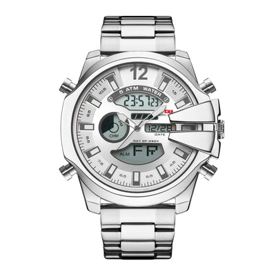 Reloj Deportivo de Acero Inoxidable Dual con Alarma LED Resistente al Agua - Image 8