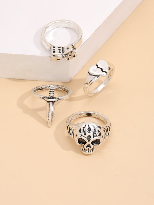 Juego de Anillos Calavera y Corazón con Dados para Mujer - Image 14