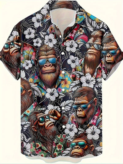 Camisa Manga Corta Hombre Estampado Floral 3D - Image 14