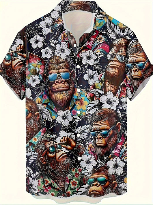 Camisa Manga Corta Hombre Estampado Floral 3D - Image 14