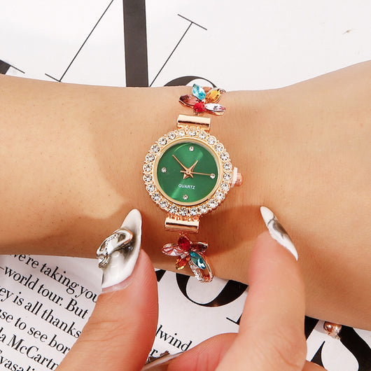 Reloj de Mujer con Diamantes Redondo de Moda con Pulsera Ajustable - Image 8