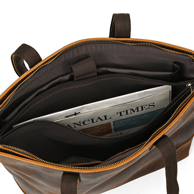 Bolso Tote de Cuero Crazy Horse Gran Capacidad - Image 18