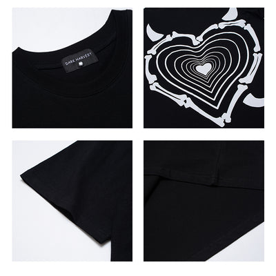 Camiseta Suelta Dark Wind Love Print - Unisex Tendencia Pareja Casual - Image 4