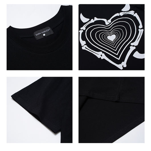 Camiseta Suelta Dark Wind Love Print - Unisex Tendencia Pareja Casual - Image 4