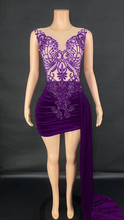 Vestido de Noche Elegante con Cola Lateral para Cantantes y Eventos - Image 11