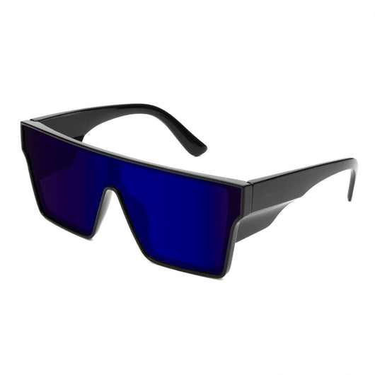 Black frame sports cycling sunglasses with vibrant purple polarized shield lenses, ideal for biking and outdoor activities. - Image 15