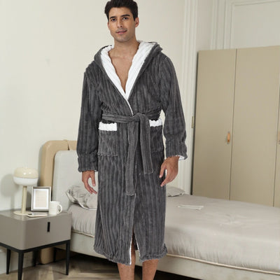 Bata Larga Térmica con Capucha para Hombre - Franela Gruesa - Image 3