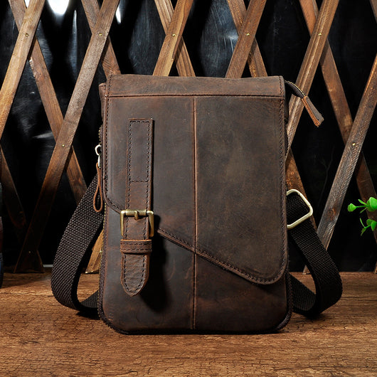 Bolsa de Cuero Premium Estilo Bandolera - Piel Vacuno Engrasada Primera Capa