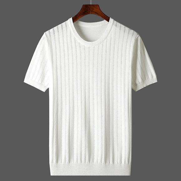 Playera Hombre Talla Grande Hueca Seda de Hielo Manga Corta