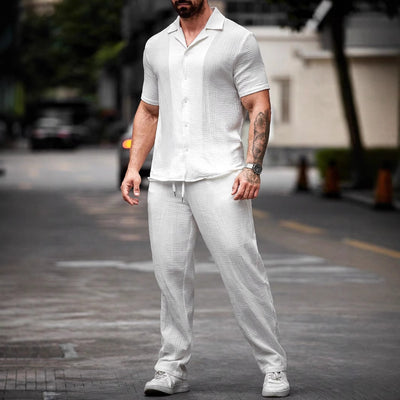 Polo Casual de Manga Corta con Botones para Hombre - Diseño Versátil Solid Color - Image 4