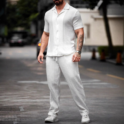Polo Casual de Manga Corta con Botones para Hombre - Diseño Versátil Solid Color - Image 4