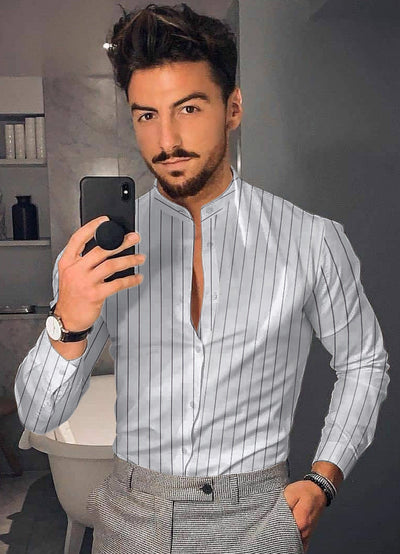 Camisa Casual de Manga Larga con Estampado Floral para Hombre - Image 9