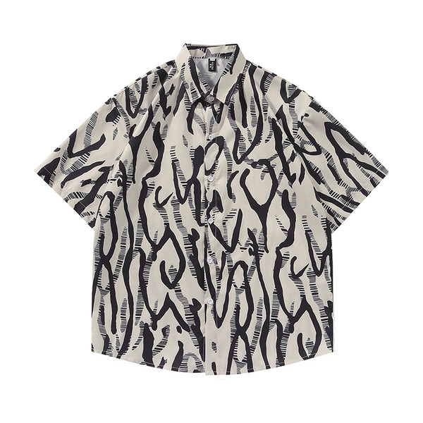 Camisa Estampada PU Delgada para Hombre - Diseño Playa