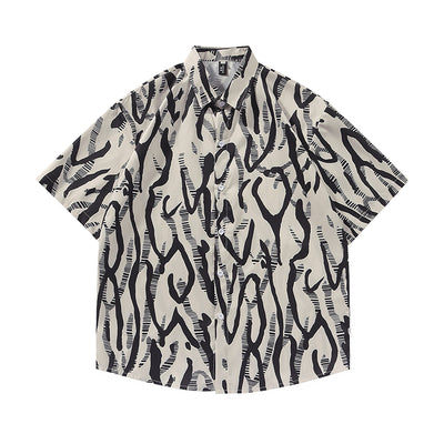 Camisa Estampada PU Delgada para Hombre - Diseño Playa
