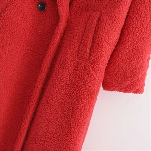 Abrigo Largo Térmico de Peluche Artificial para Mujer - Manga Larga Acolchado - Image 17