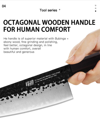 Set de 4 Cuchillos Japoneses Profesionales Nakiri y Santoku con Mango Octagonal - Image 13