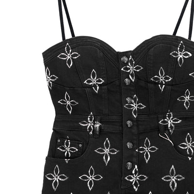 Falda Denim con Tirantes Ajustables Garden - Negro - Image 8