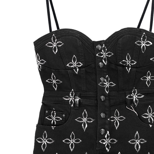 Falda Denim con Tirantes Ajustables Garden - Negro - Image 8