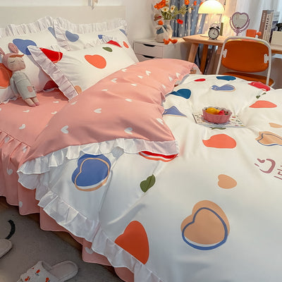 Juego de Cama Princesa 4 Piezas Estilo Coreano con Encaje - Image 2