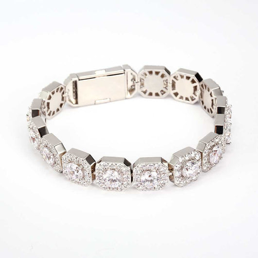 Cadena Hip Hop Cuadrada de Piedra de Caramelo - Collar y Pulsera - Image 4
