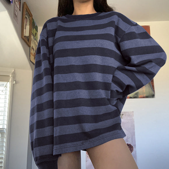 Sudadera Rayada de Manga Larga para Mujer