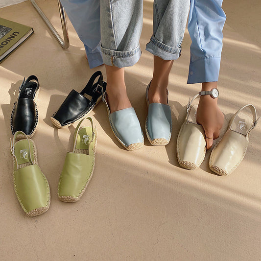 Sandalias Baotou Retro de Cuero Suave para Mujer - Zapatos Cómodos Estilo Pescador