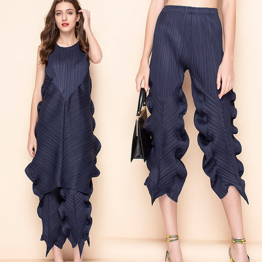 Pantalones Holgados Elásticos Plisados para Mujer - Comodidad Versátil Primavera, Verano y Otoño - Image 18