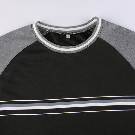 Blusa Suéter Patchwork Manga Larga Cuello Redondo Oversize para Mujer - Image 19