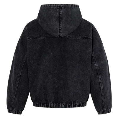 Sudadera Negra para Hombre con Lavado Desgastado y Detalles de Cierre de Langosta - Image 3
