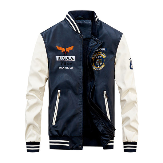 Chaqueta de Cuero Cropped con Forro Polar para Hombre - Estilo Béisbol - Image 25
