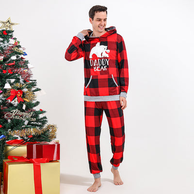 Baby wearing a red and black plaid hooded romper with a white polar bear "BABY BEAR" graphic. - Image 8