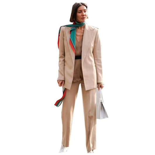 Traje Ejecutivo Naranja para Mujer con Solapa Muesca - Primavera y Otoño - Image 5