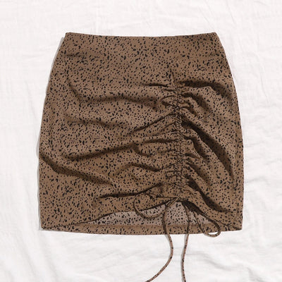 Minifalda Leopardo Cintura Alta Ajustada con Cordón Ajustable - Image 3